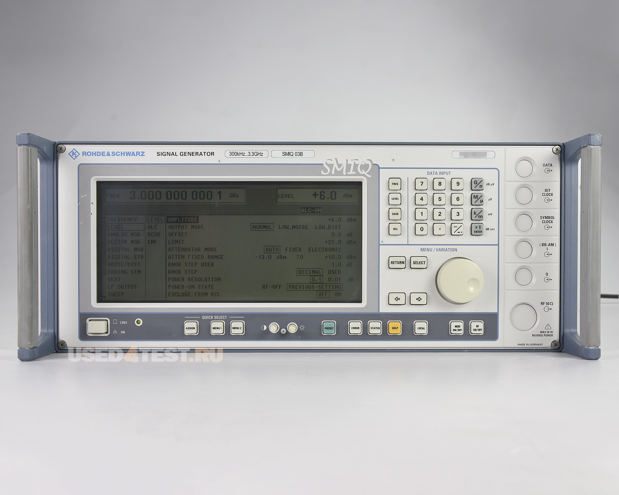 Векторный генератор сигналов
 Rohde & Schwarz SMIQ 03Bс диапазоном от 300 кГц до 3,3 ГГц