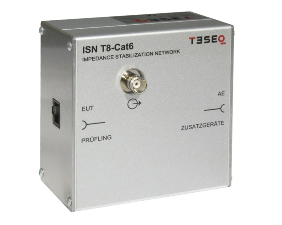 Эквивалент полного сопротивления сети для подключения до 4-х 2-проводных симметричных линийTESEQ ISN T8-Cat6с диапазоном от 150 кГц до 80 МГц