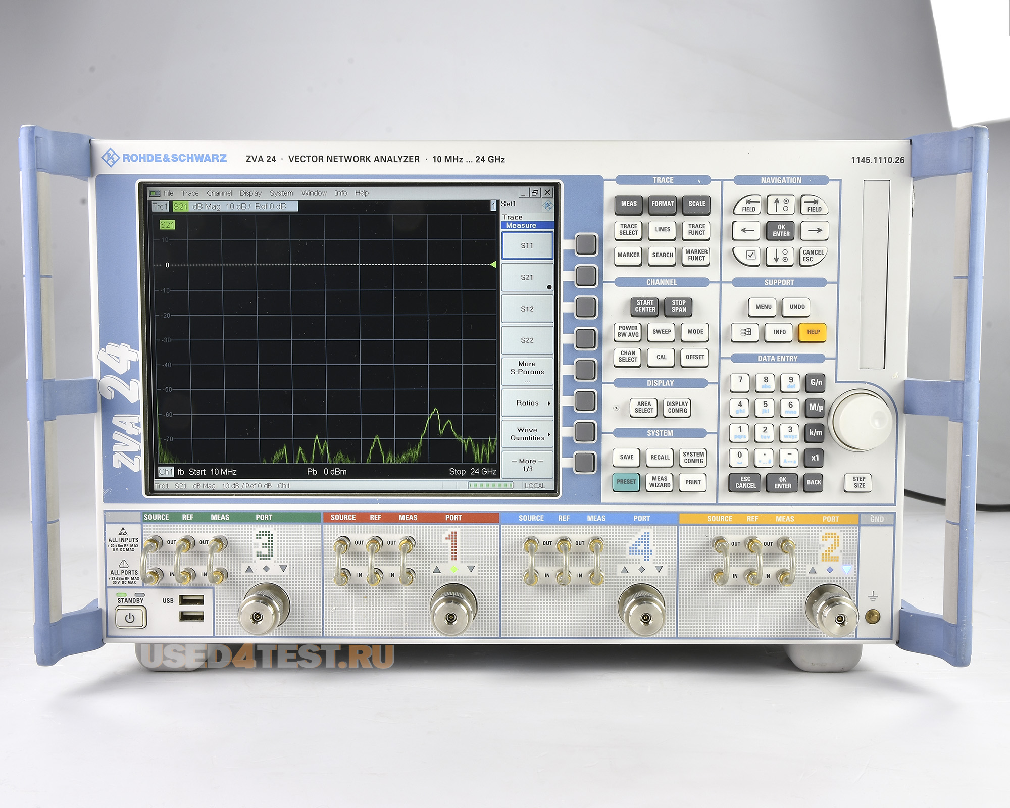 Векторный анализатор цепей
 Rohde & Schwarz ZVA24
 с диапазоном от 10 МГц до 24 ГГц, 4 порта 
