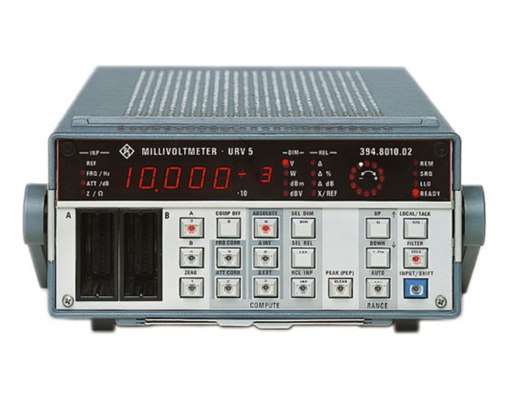 Милливольтметр высокочастотный
Rohde & Schwarz URV5
с диапазоном от DC до 26,5 ГГц
(с использованием датчиков мощности от NRV-Z1 до -Z6)