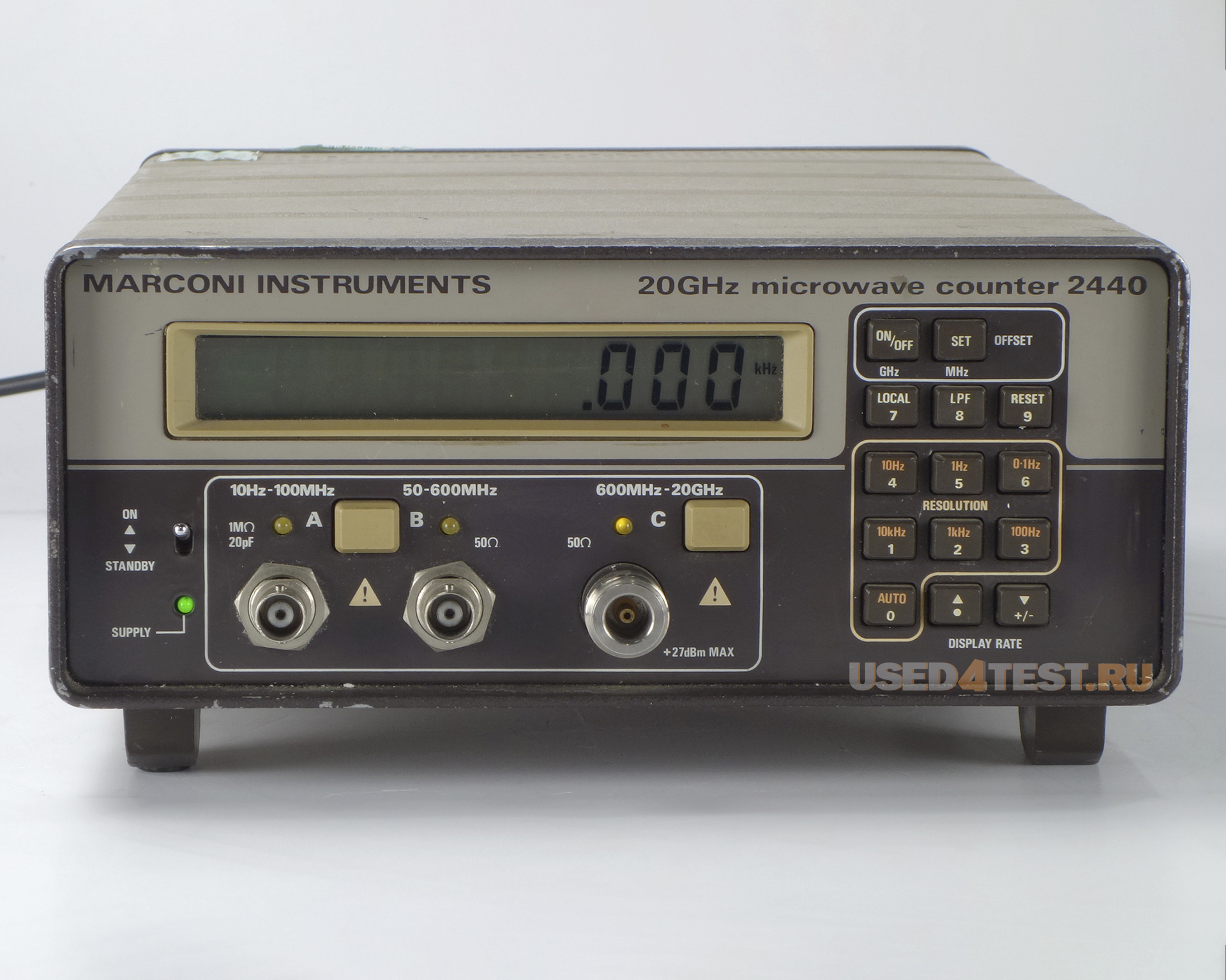 Частотомер Marconi 2440с диапазоном от 10 Гц до 20 ГГц
 Стоимость указана в Рублях DDP Москва по безналичному расчету включая НДС 20%
